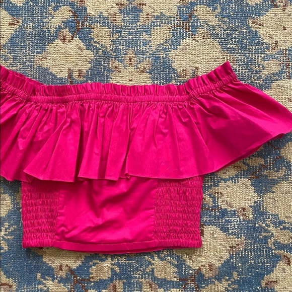 NWT Isolda Cotton Poplin Off-the-Shoulder Crop Top XS - Picture 2 of 3